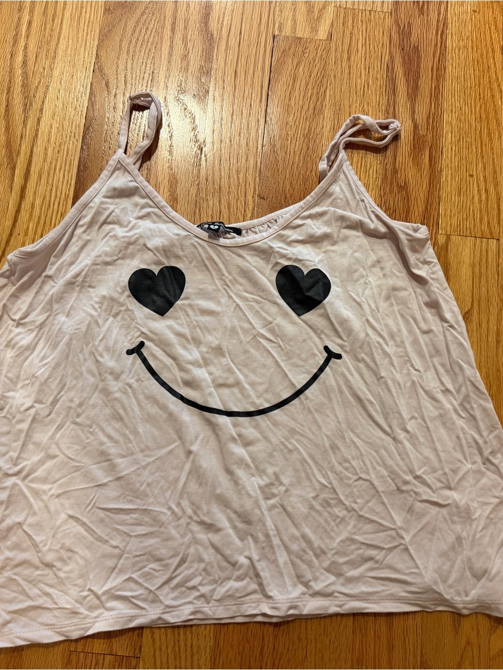 Wildfox Pale Pink Heart-Eyes Smiley Camisole